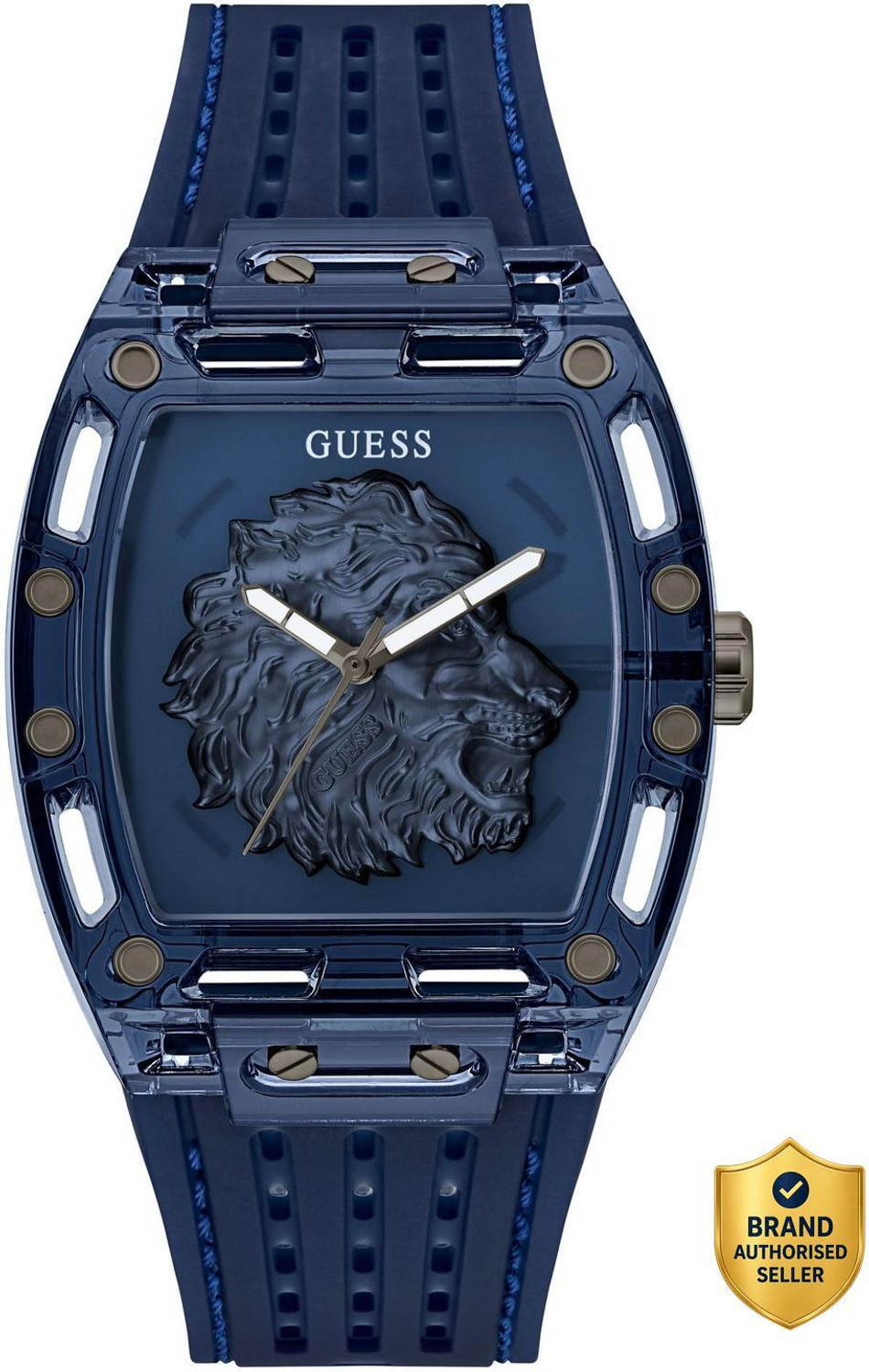 Image of GUESS GW0959G1 Blue Rectangle Dial Analog Watch - For Men