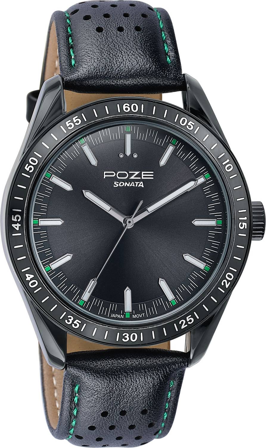Sonata Drop 5 Quartz Black Men's Watch - Image 3