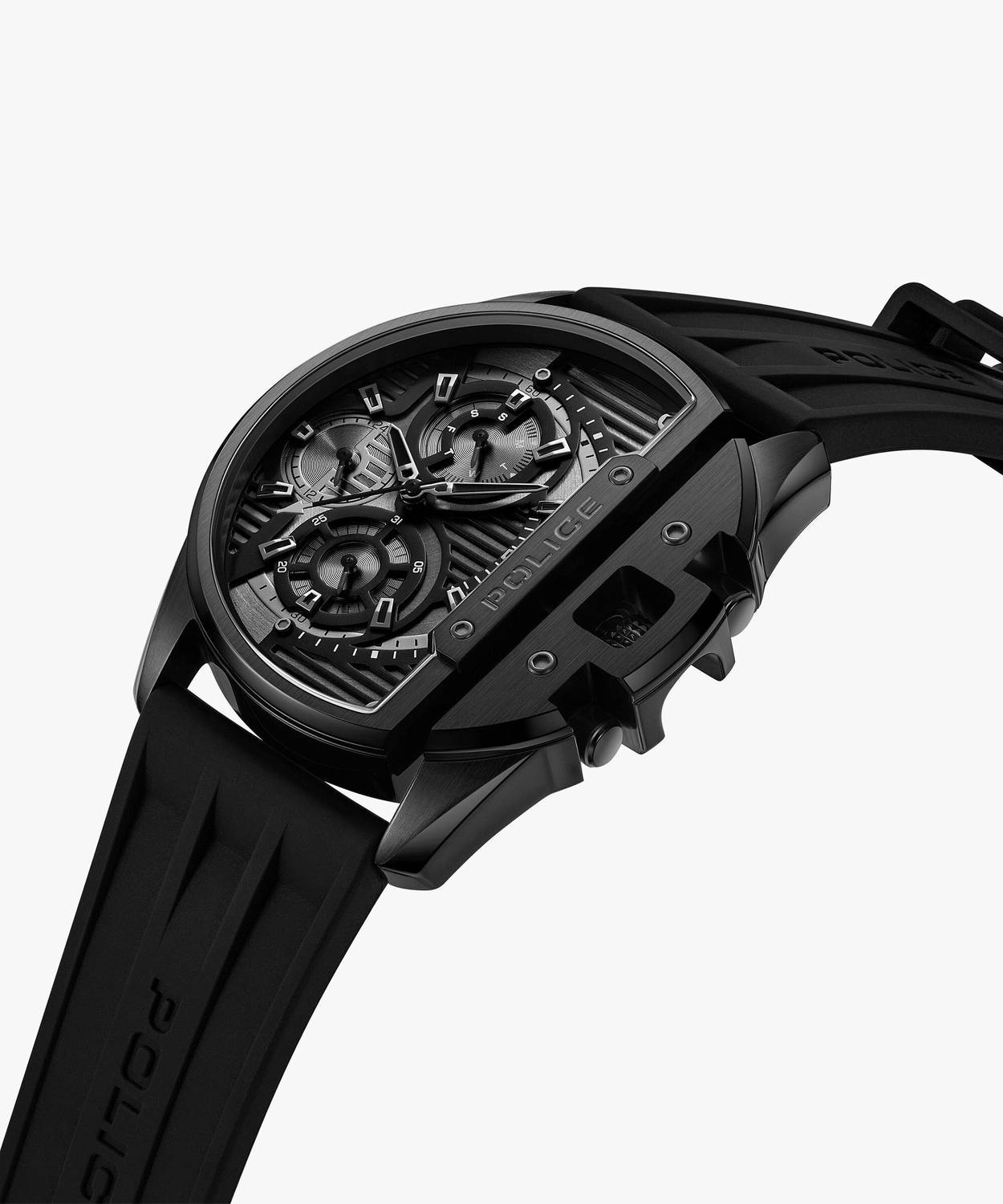 Police Multifunction Black Dial Black Silicone Strap Analog Watch - Image 5