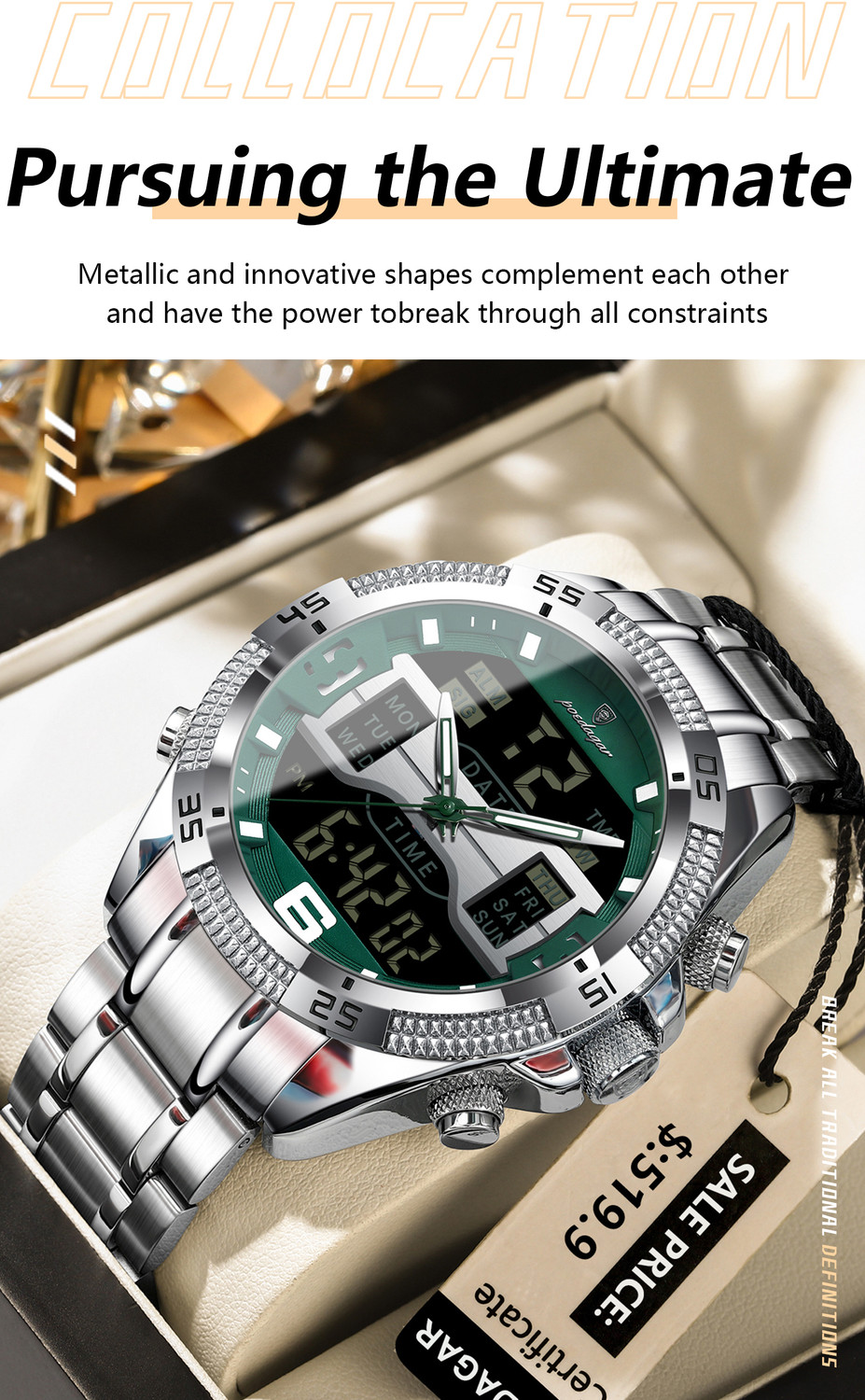 Image of POEDAGAR E103G-A Analog-Digital Watch - For Men