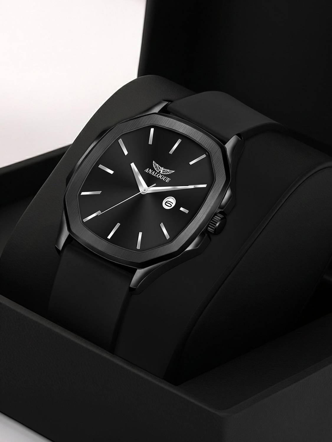 ANALOGUE Hexa Series | Working Date Display | Smart Watch Strap | 3D Glass | Soft Silicon Hexa Series | Working Date Display | Smart Watch Strap | 3D Glass | Soft Silicon Analog Watch  - For Men
