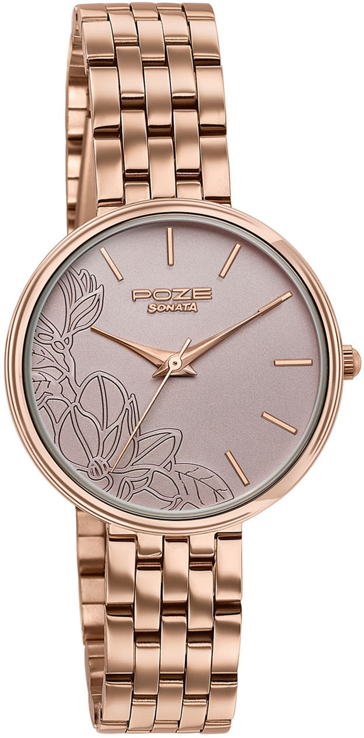 Image of SONATA Poze Drop 9.2 Poze 9 Quartz Beige Dial IPRG SS sheet metal Strap Analog Watch - For Women