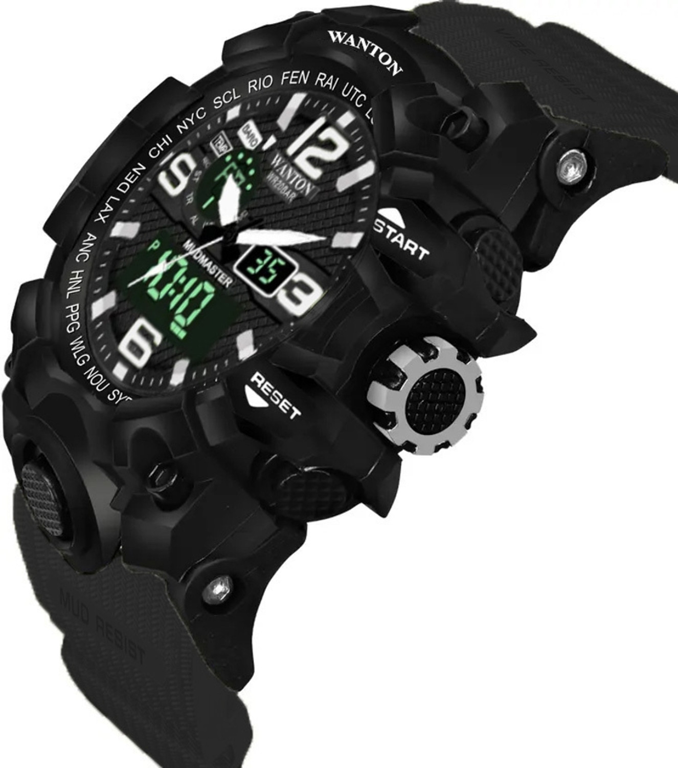 Image of ROZHOK Adventure Multifunctional Luxury Modern Analog-Digital For Men Sports Watches Black Analog-Digital Watch - For Men