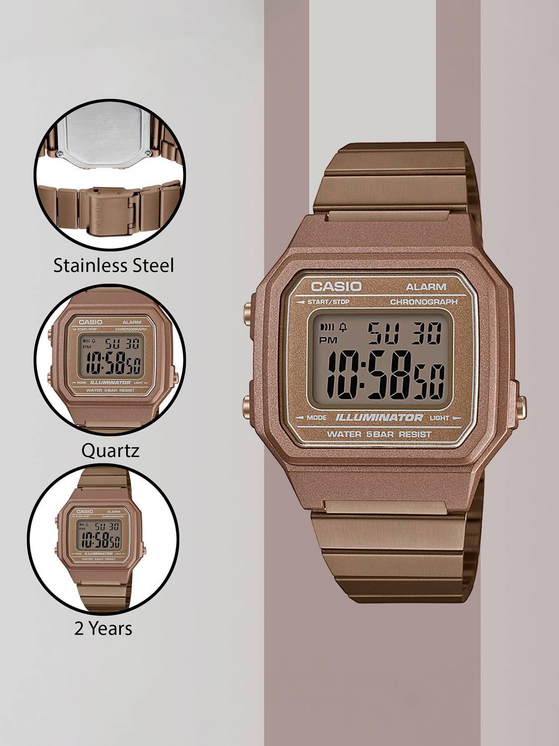 CASIO B650WC-5ADF Vintage Rose Gold Watch - Image 5