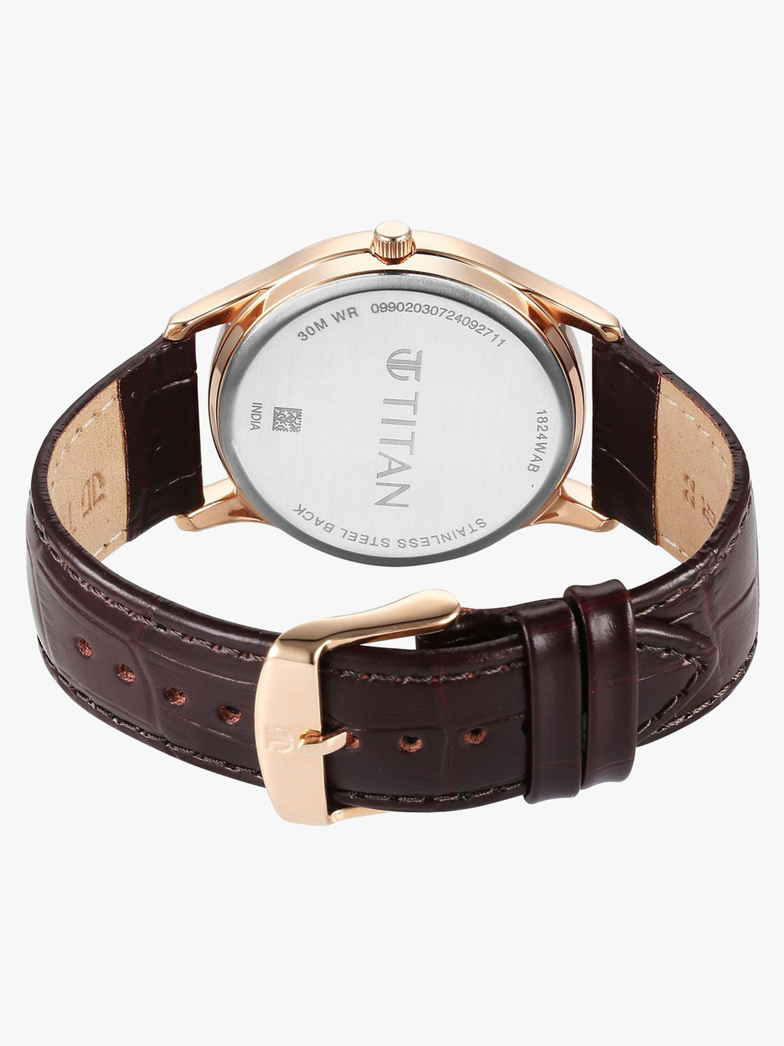 Image of Titan Gents Karishma Silver White Dial Leather Strap Watch For Men Automatic Analog Watch - For Men 1824WL03