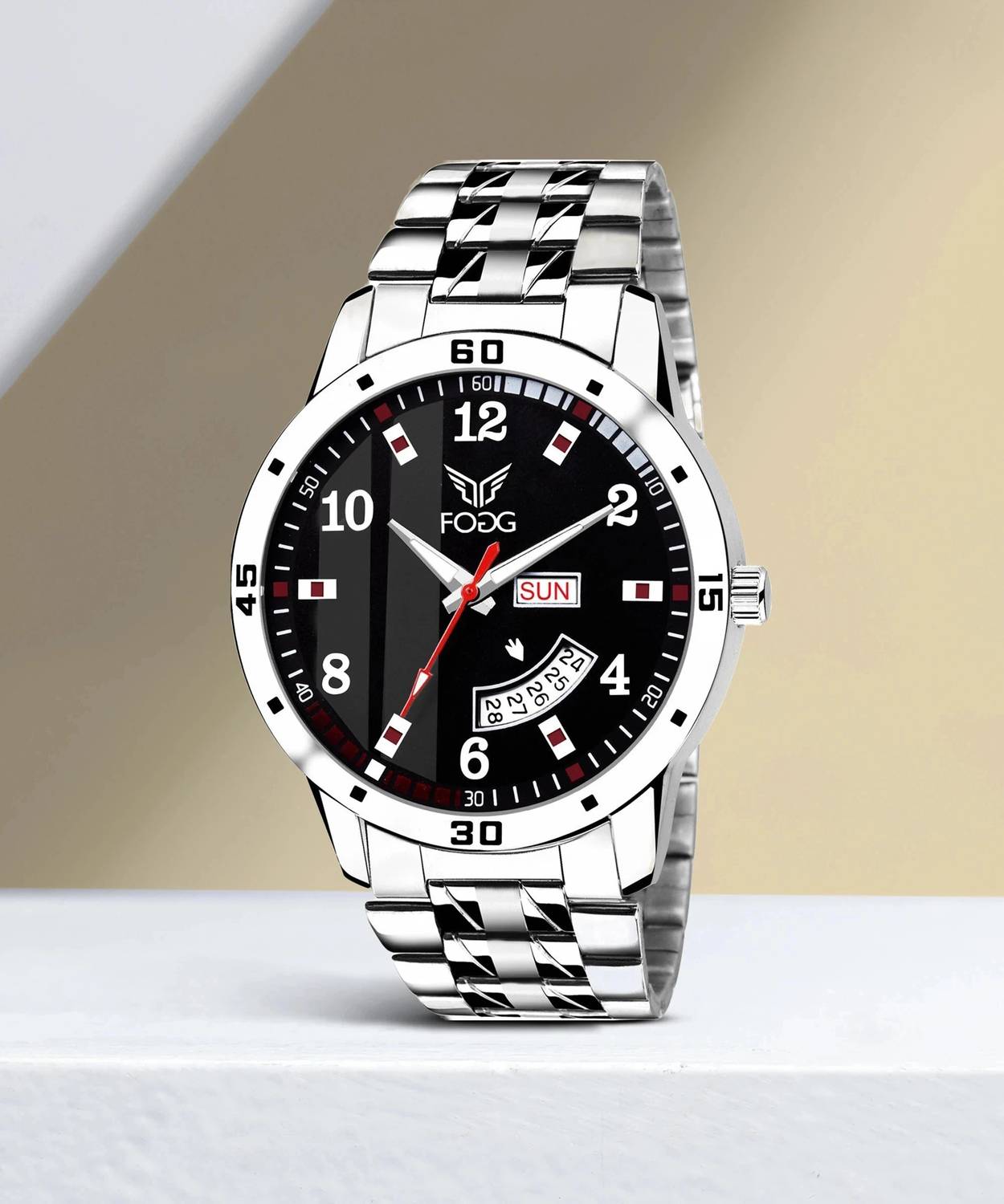 FOGG Printed Black Day and Date Analog Watch - For Men - Buy FOGG