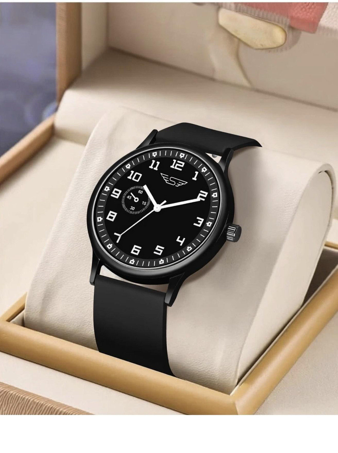 Image of Shivark SL-69 Black Silicone Strap Quartz Black Dial Boys Analog Watch - For Men