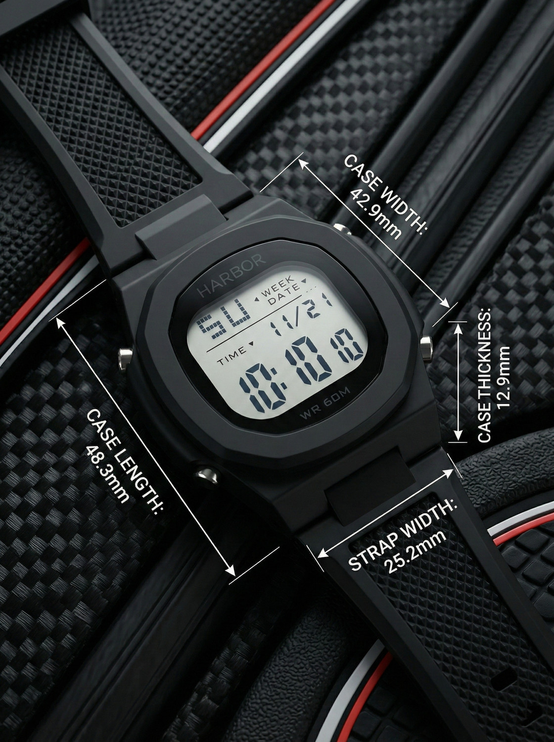 Image of Harbor rugged durability modern styling bold square dial gym, outdoors Sports Watch Digital Watch - For Men