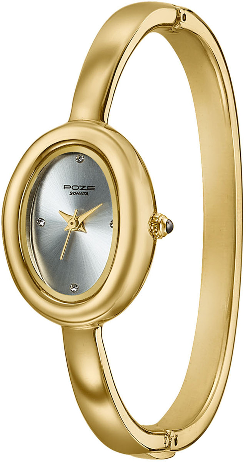 Image of SONATA Poze Drop 9.2 Poze 9 Quartz Gold Dial IPG Alloy Kada Strap Analog Watch - For Women