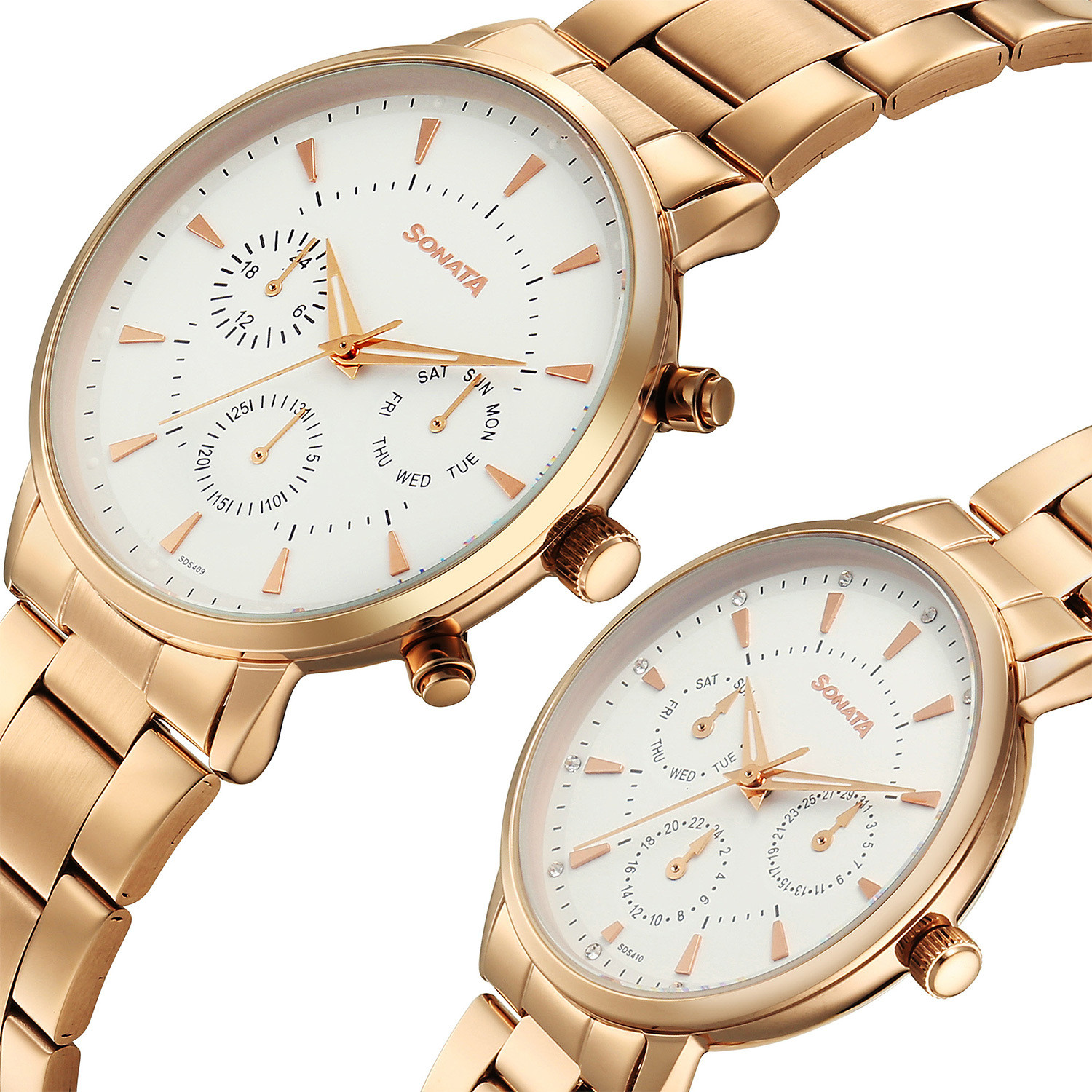 Image of SONATA Perfect Pairs Sonata Perfect Pairs P2 Quartz White Round Dial Men and Women Pair Watch / Analog Watch - For Men & Women