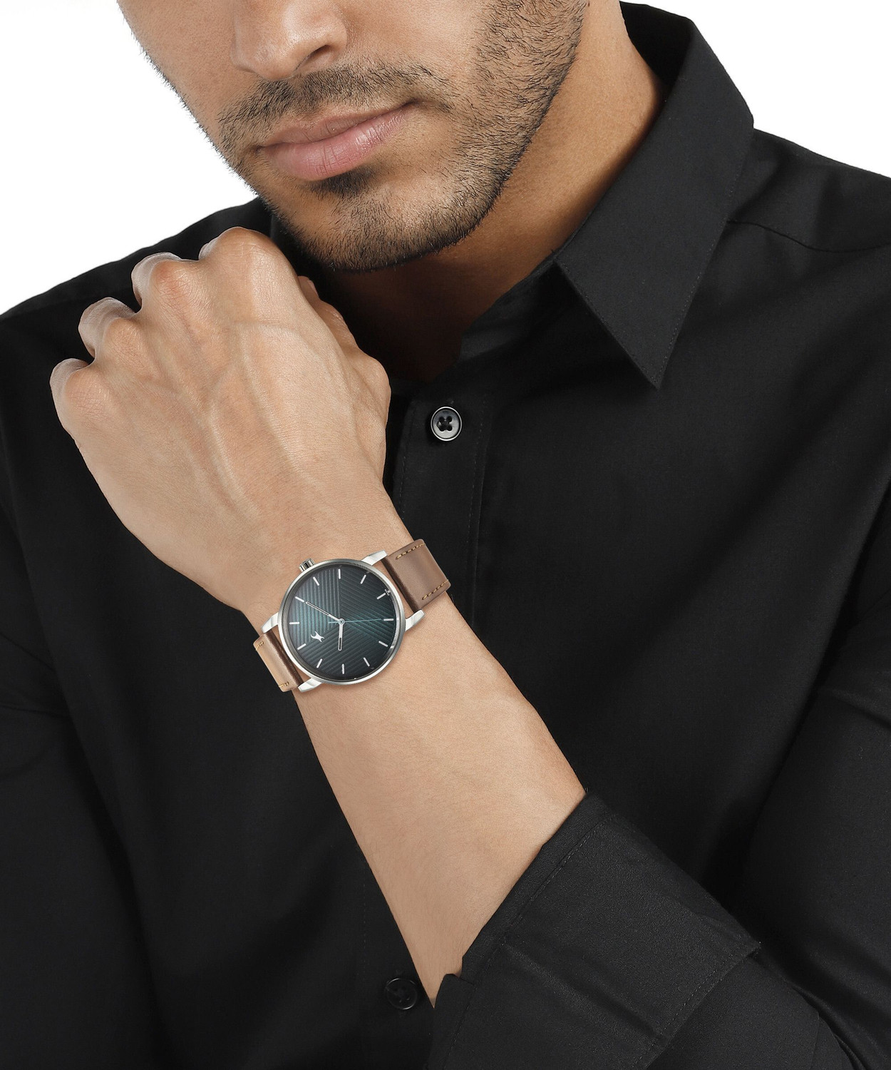 Image of Fastrack Stunners 6.0 Fastrack Stunners Green Dial Brown Leather Strap Analog Watch - For Men