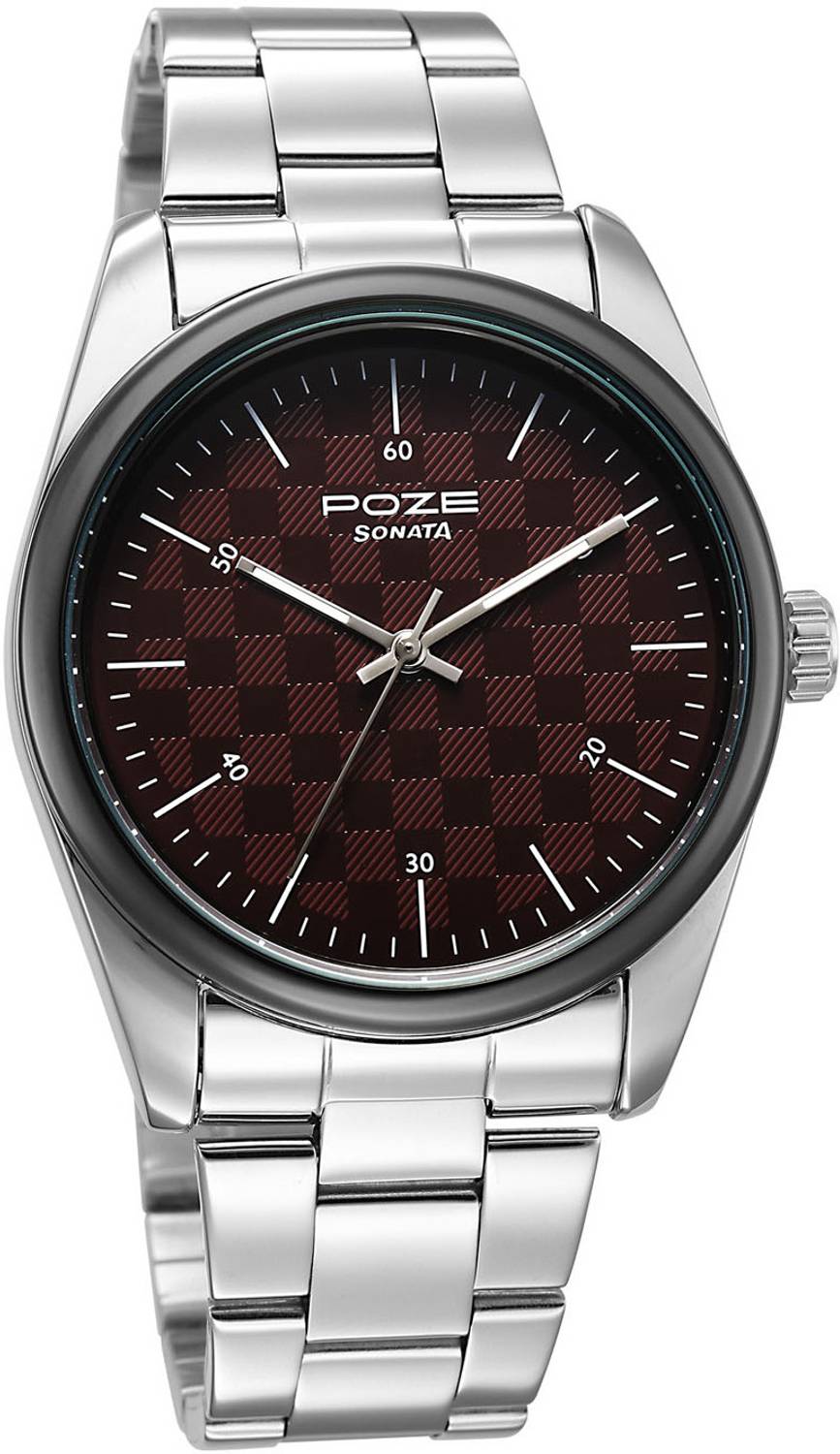 SONATA Poze Drop 9.1 Red Dial Silver Strap Watch - Image 2