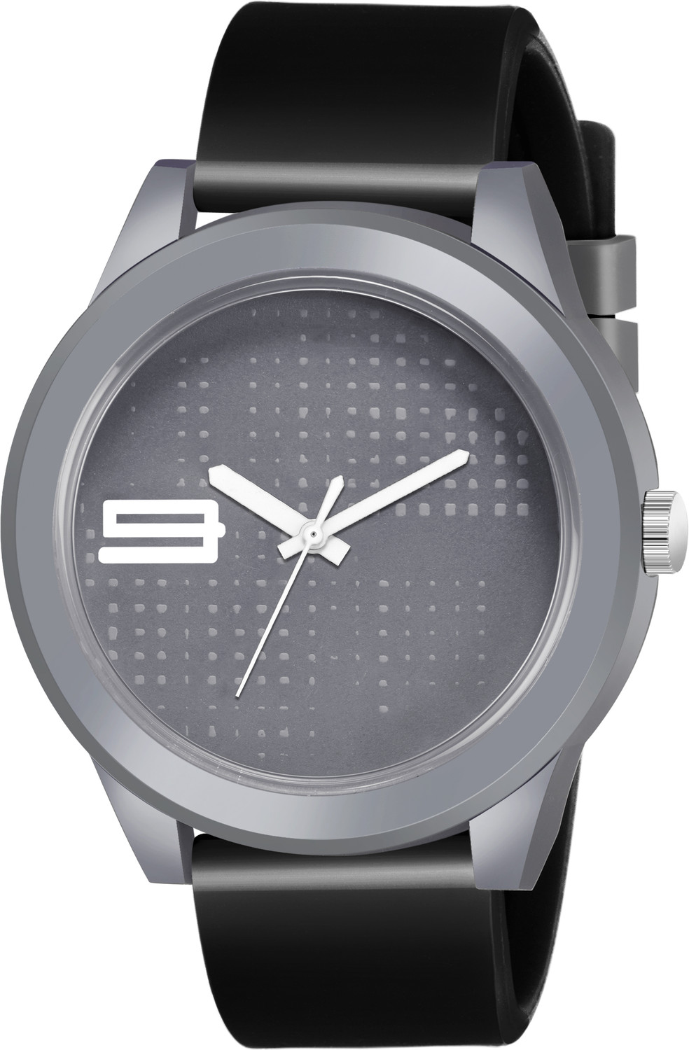 Image of GRIHAM Classic Grey and White with Black Silicone Strap Analog Watch Classic Grey and White with Black Silicone Strap Analog Watch Analog Watch - For Men