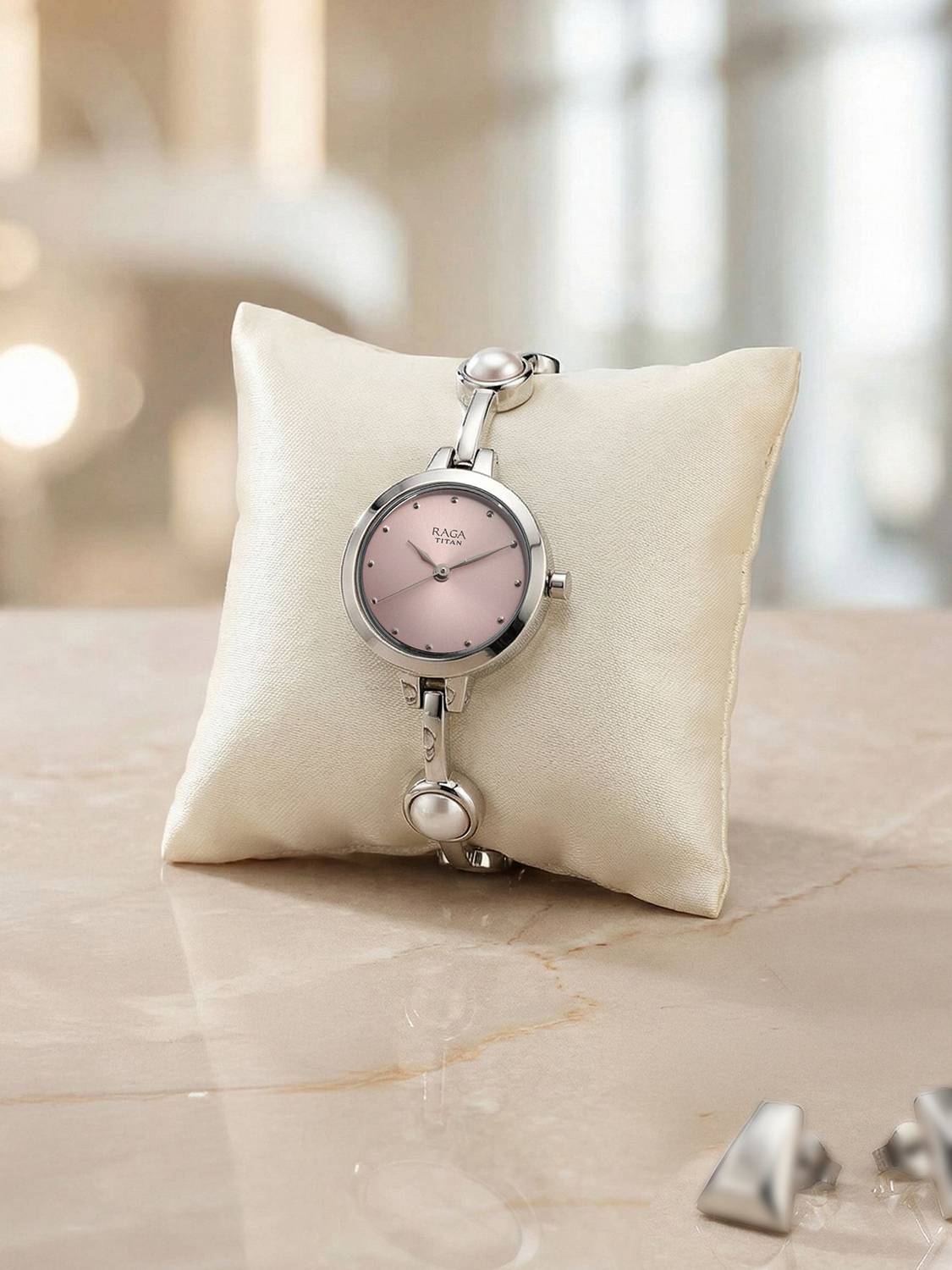 Titan NP2576SM01 Titan Raga Viva Pink Dial Silver Metal Strap