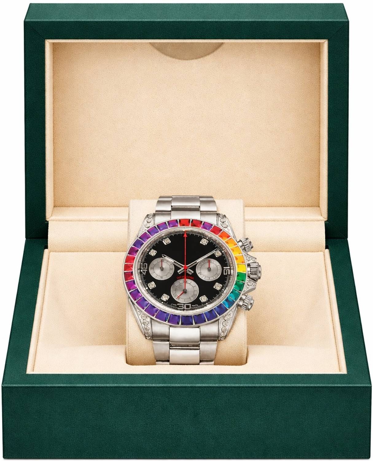 floreo Black Dial Rainbow Crystal Watch - Image 3