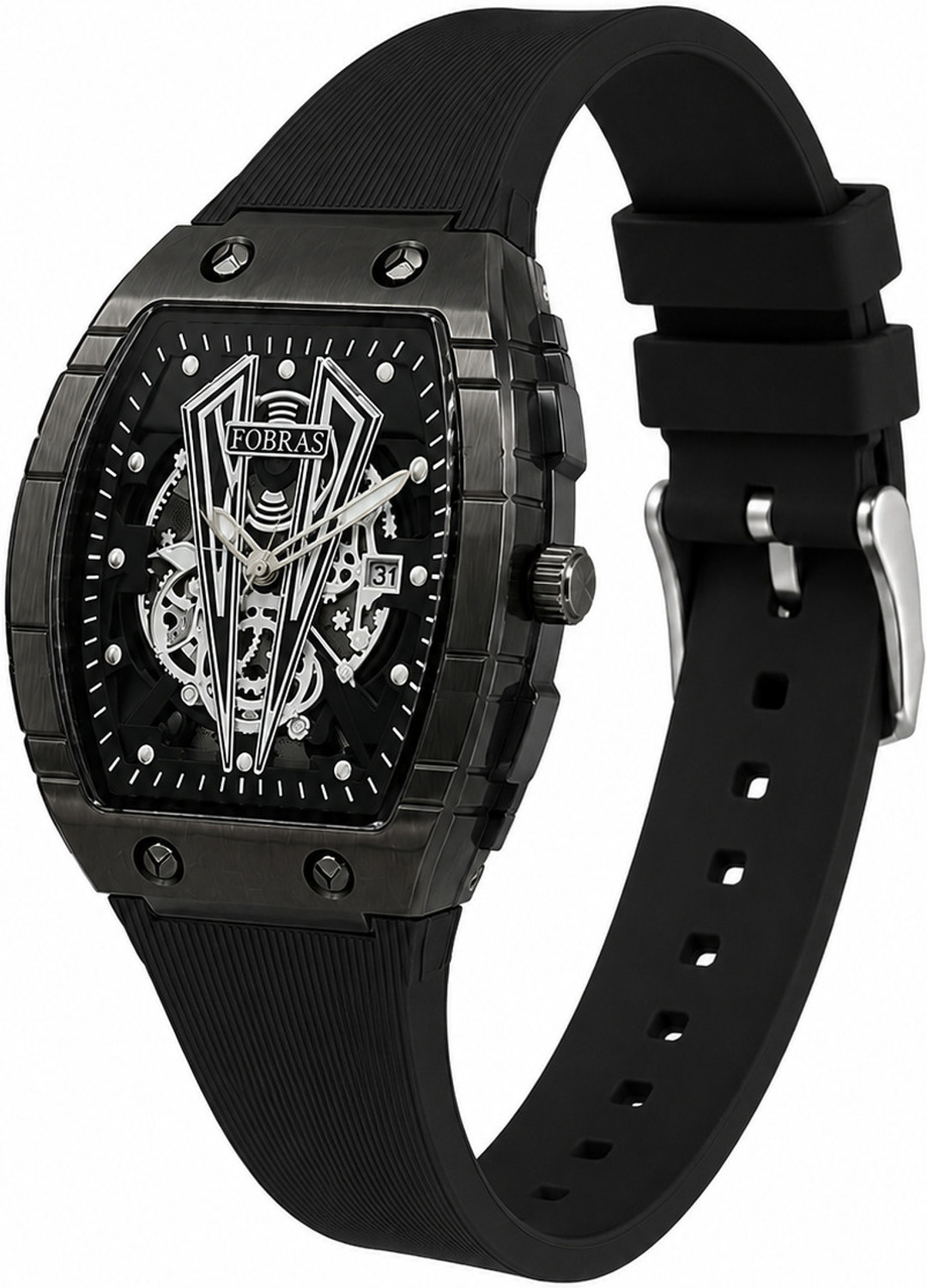 Image of K&K Fobras Silver Black Analog Watch - For Men & Women Fobras