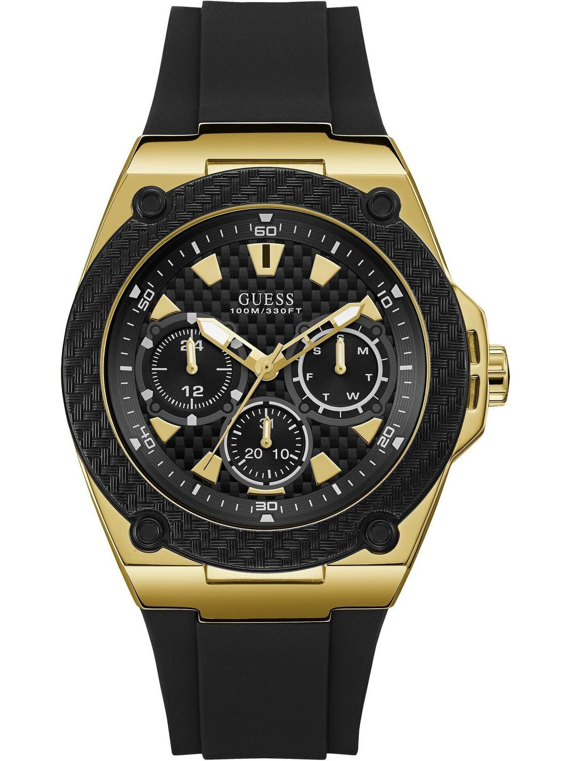 Image of GUESS Multifunction, Black Dial Analog Watch - For Men