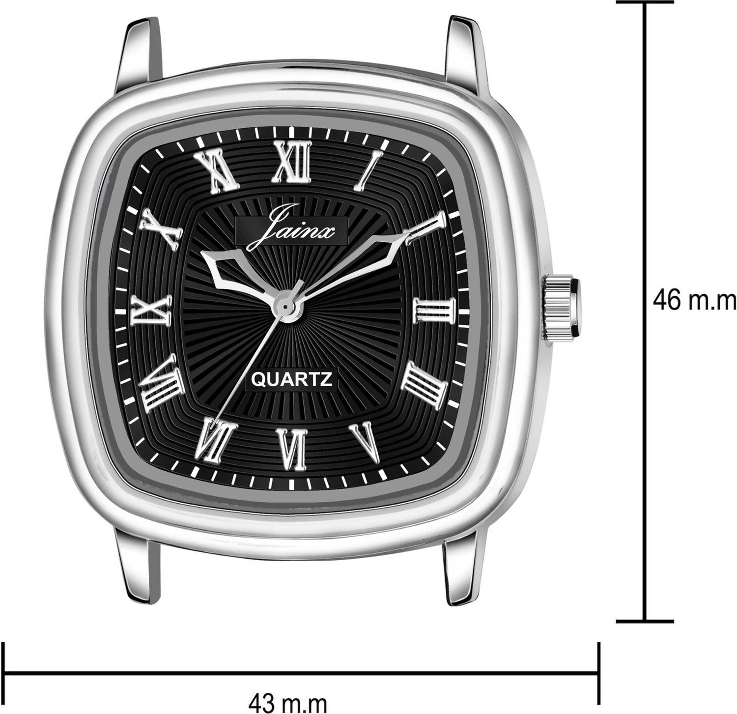 JAINX Black Square Dial Steel Chain Vintage Analog Watch - For Men