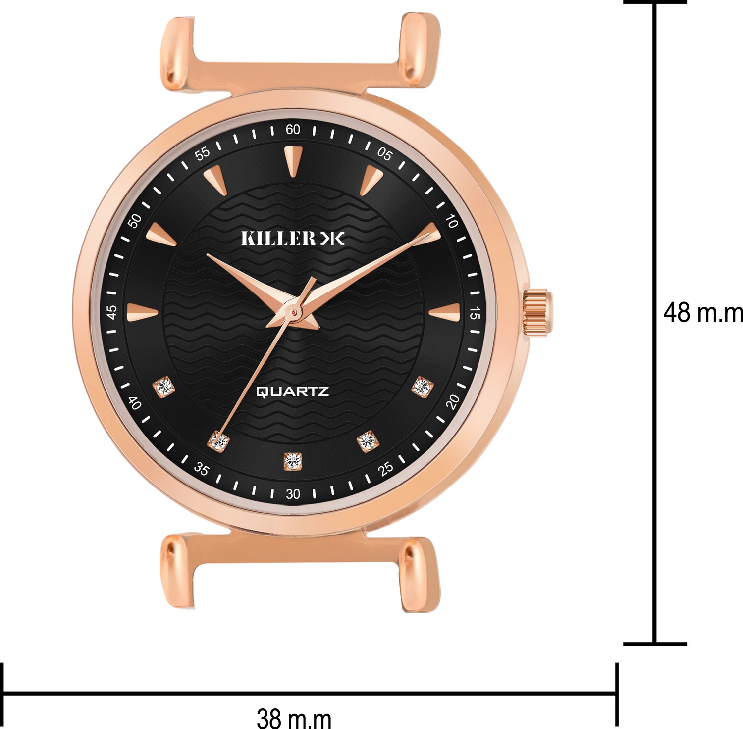 Image of KILLER Elegant Black Dial Watch with Black Silicone Strap Analog Watch - For Women