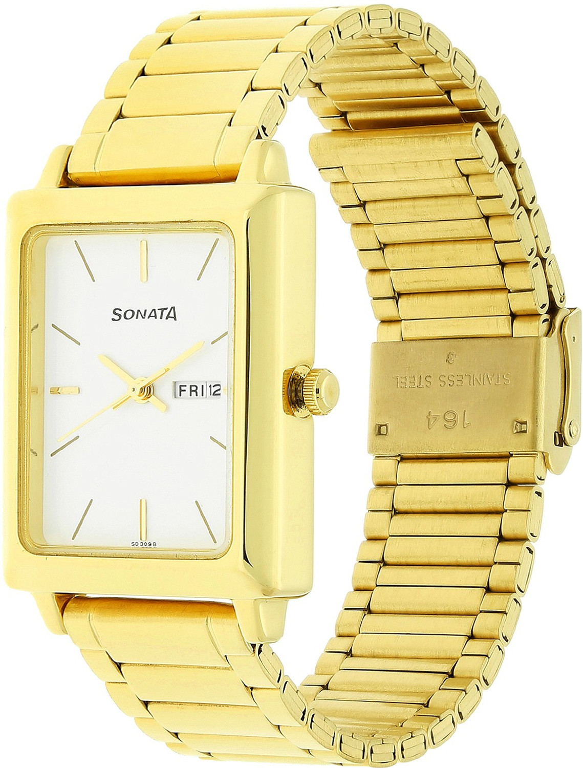 Image of Sonata with Day & Date White Dial Gold Stainless Steel Strap Analog Watch - For Men NC2472SM01, NT7078YM03,NU7078YM03