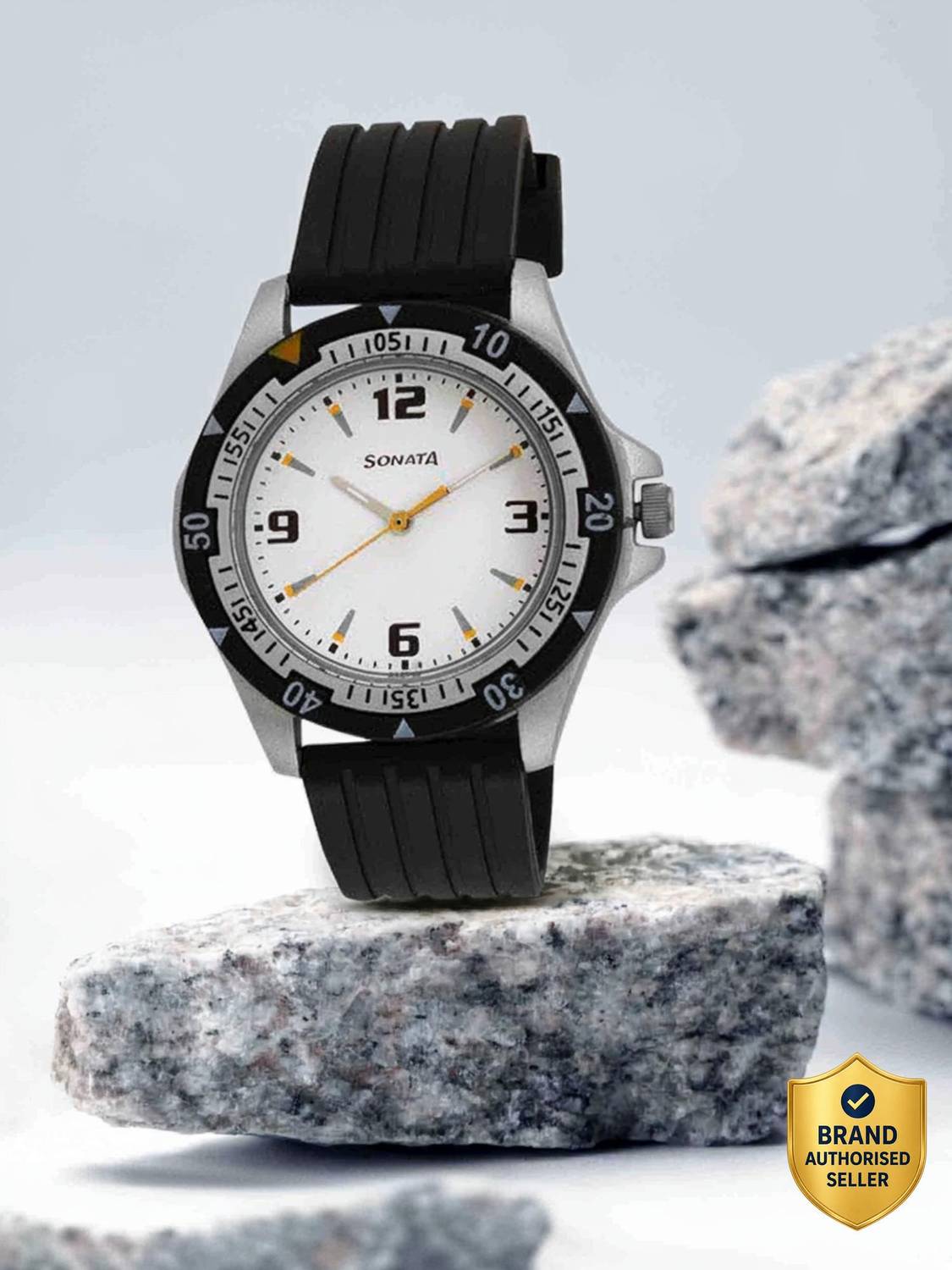 SONATA SF Quartz White Dial Black Plastic Strap Analog Watch - Image 2