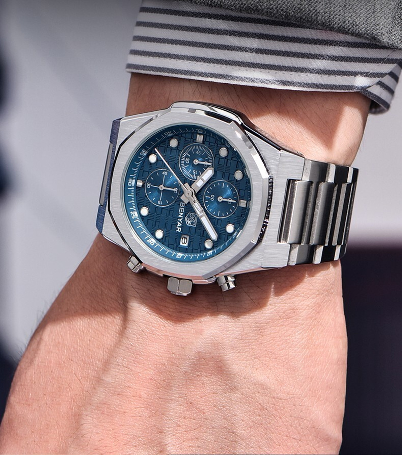 Image of BENYAR Movement Waterproof -Business & Casual Stylish Wristwatch Gift for Men Men's Luxury Chronograph Watch Date Window High-Performance Luminous Analog Watch - For Men