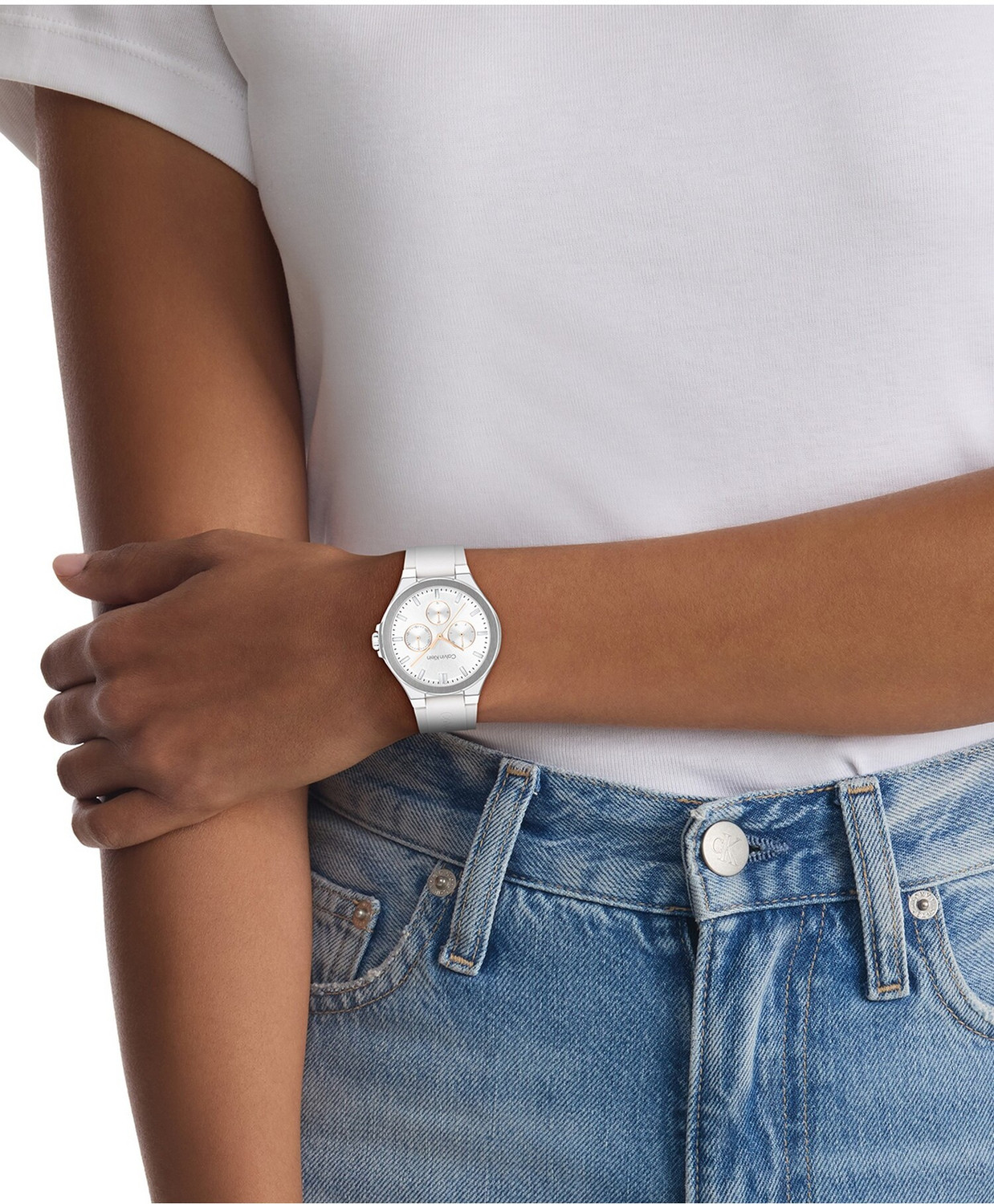 Image of Calvin Klein Vibrancy Qtz Multifunction White Round Dial Women's Watch -25100106 Analog Watch - For Women 25100106