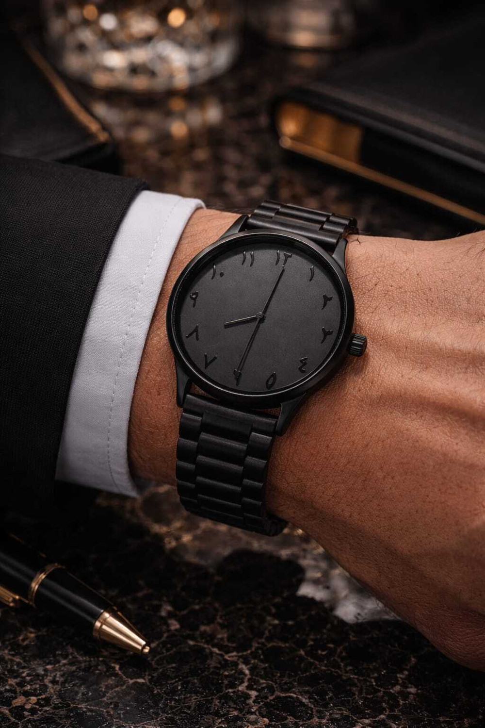 Image of KESHVA COLLECTION 80(60) Maruti For Men Men's Black Stainless Steel Strap Analog Watch with Minimal Arabic Dial Analog Watch - For Men