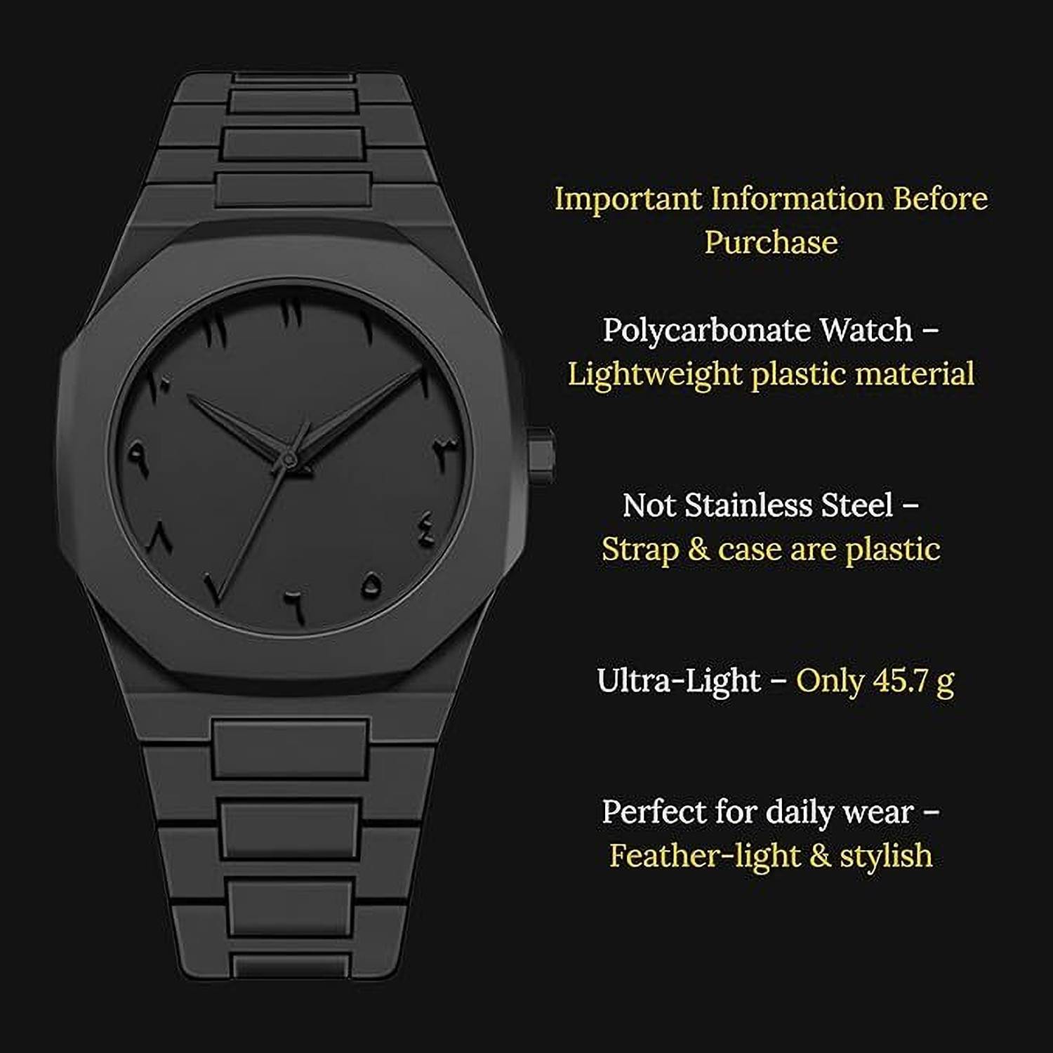 Takatak Arabic Black Aura Watch for Men - Image 5