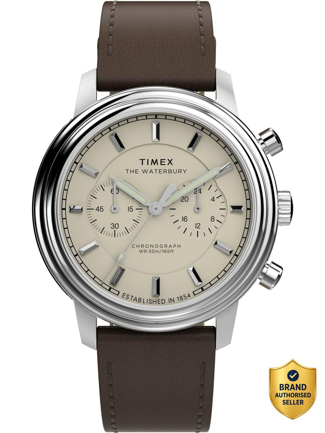Image of TIMEX TW2Y23500IK Waterburry Round 41mm Cream Dial Analog Watch - For Men