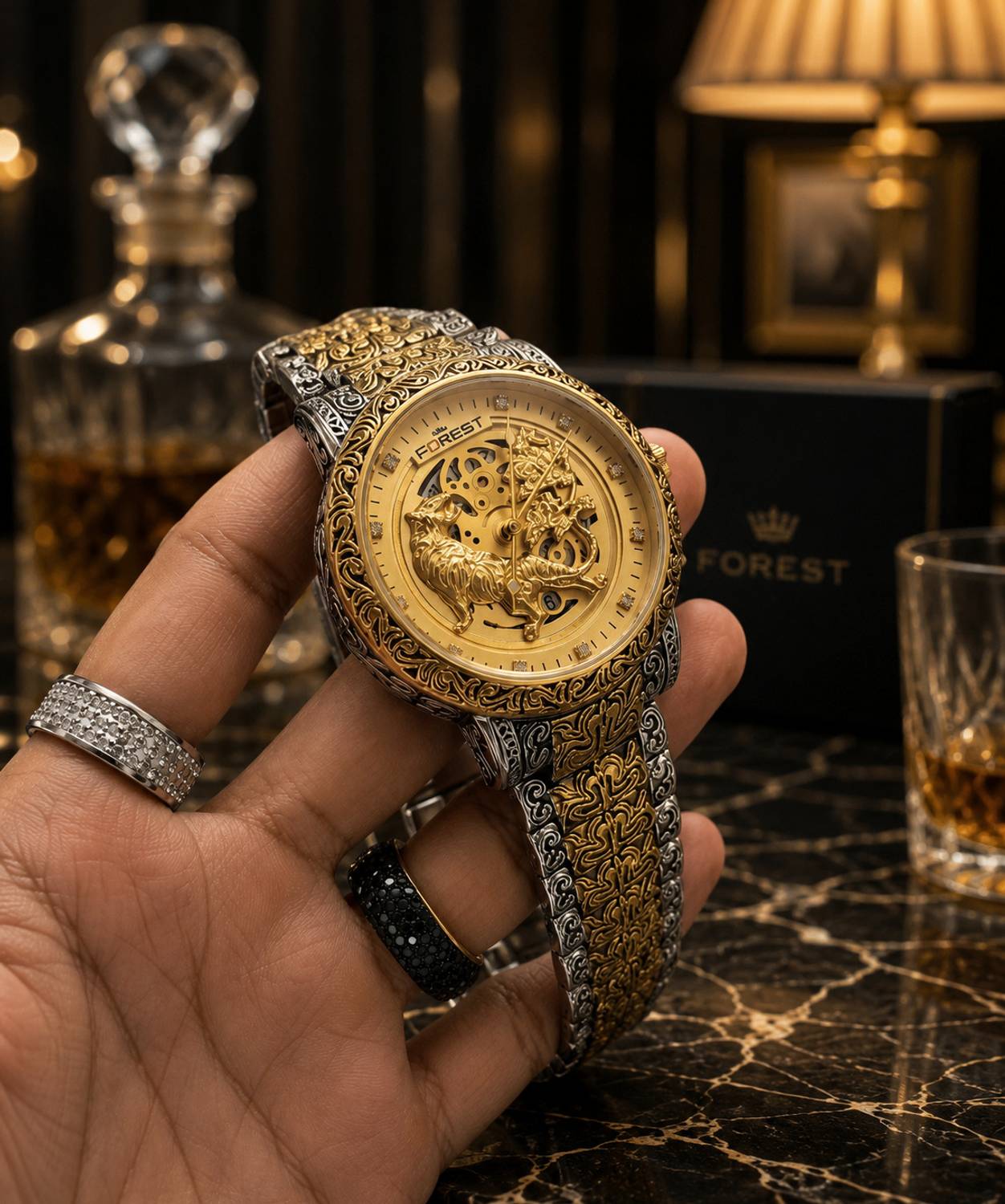 Forest Luxury Two Tone Golden Watch - Image 2