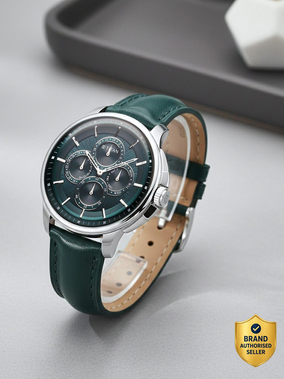 Image of Titan Titan Classique Four Eye Multifunction Titan Classique Four Eye Multifunction Green Dial Watch for Men Analog Watch - For Men
