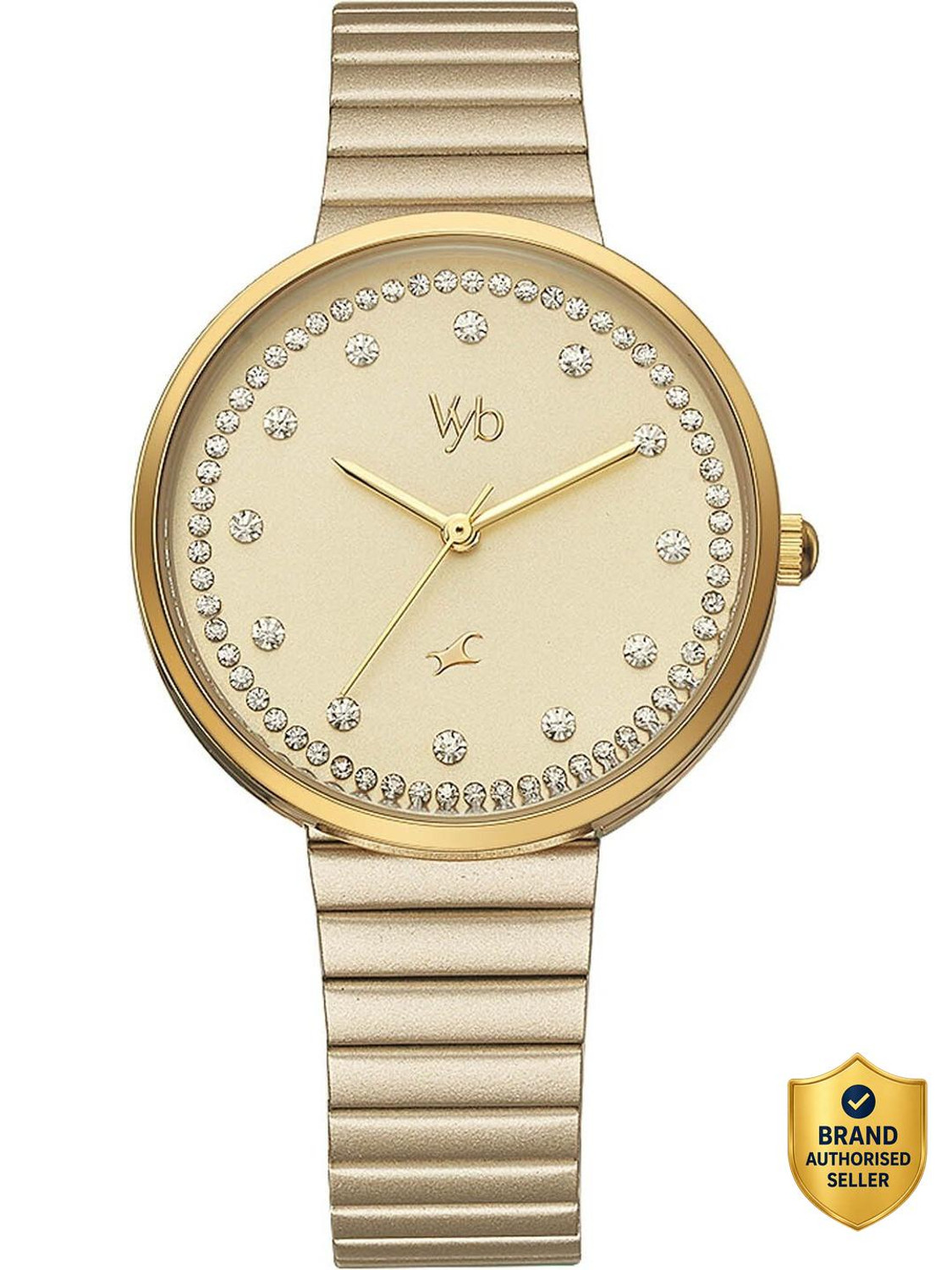 Image of Fastrack Fastrack Vyb Mirage Quartz Golden Dial Stainless Steel Strap Watch for Girls Analog Watch - For Women