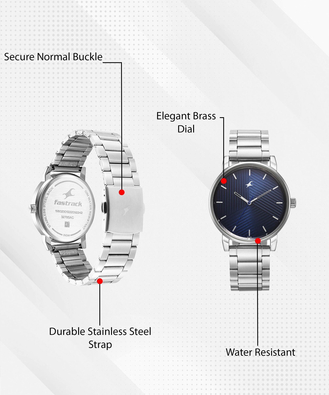 Image of Fastrack Stunners 6.0 Fastrack Stunners Blue Dial Silver Metal Strap Analog Watch - For Men