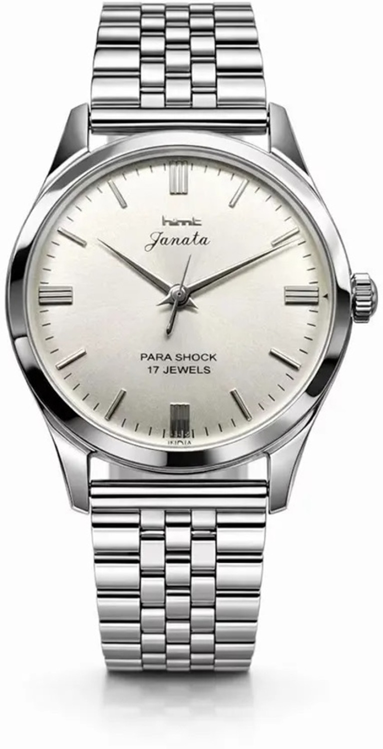 Image of TimeNest Classic | Dress | Formal | Luxury Vintage HMT Janta Mechanical Watch | Hand-Winding Silver Dial Analog Watch - For Men