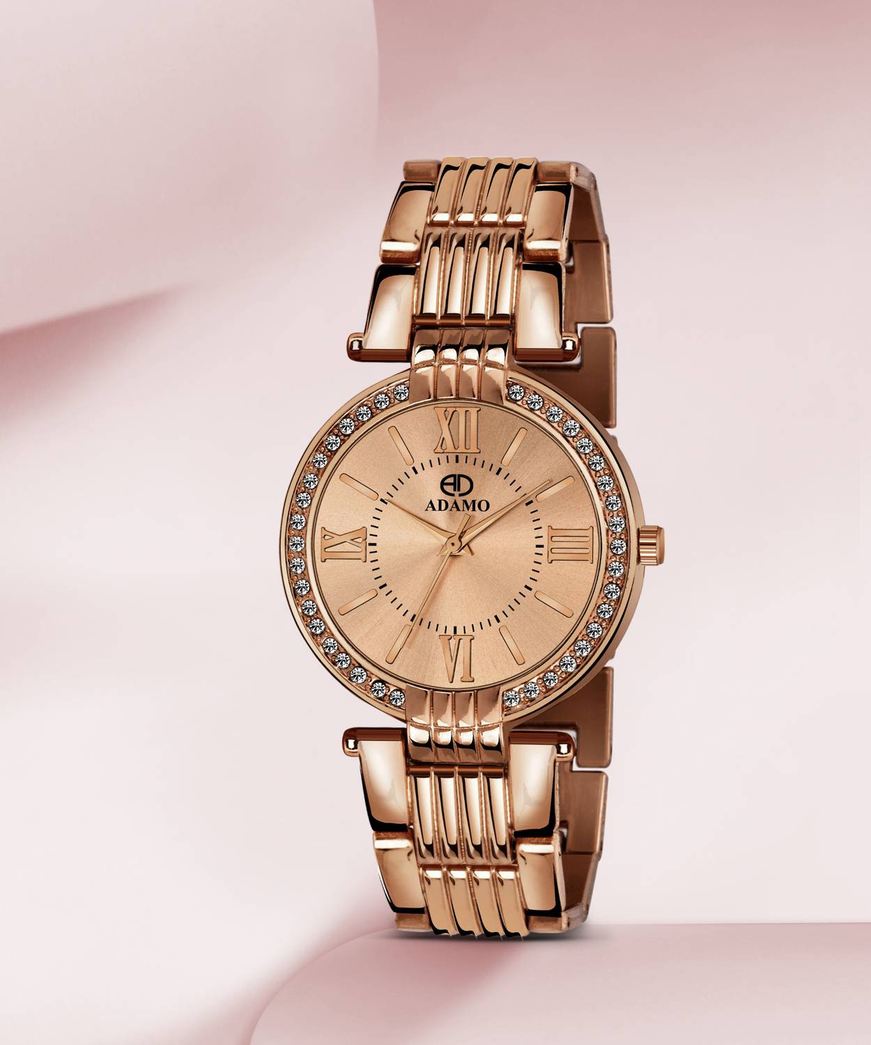 ADAMO 864EEM14 Enchant wristwatch / watches Scratch Resistant Brown Dial Round Shaped with Metal Chain Premium watch for Women and Girls Analog Watch  - For Women