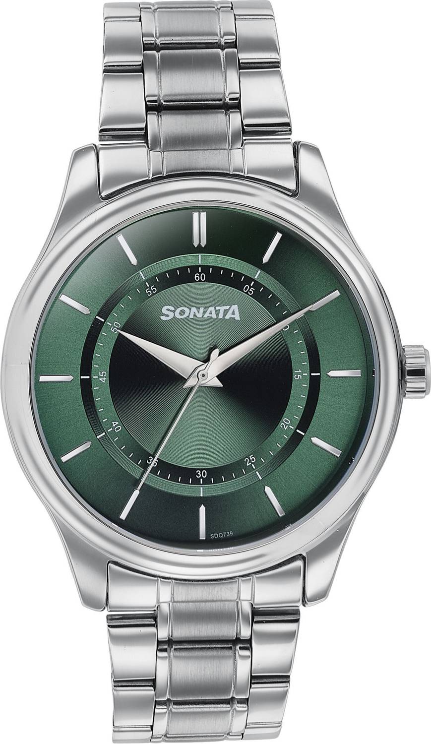 Sonata Green Dial Silver Stainless Steel Watch - Image 2