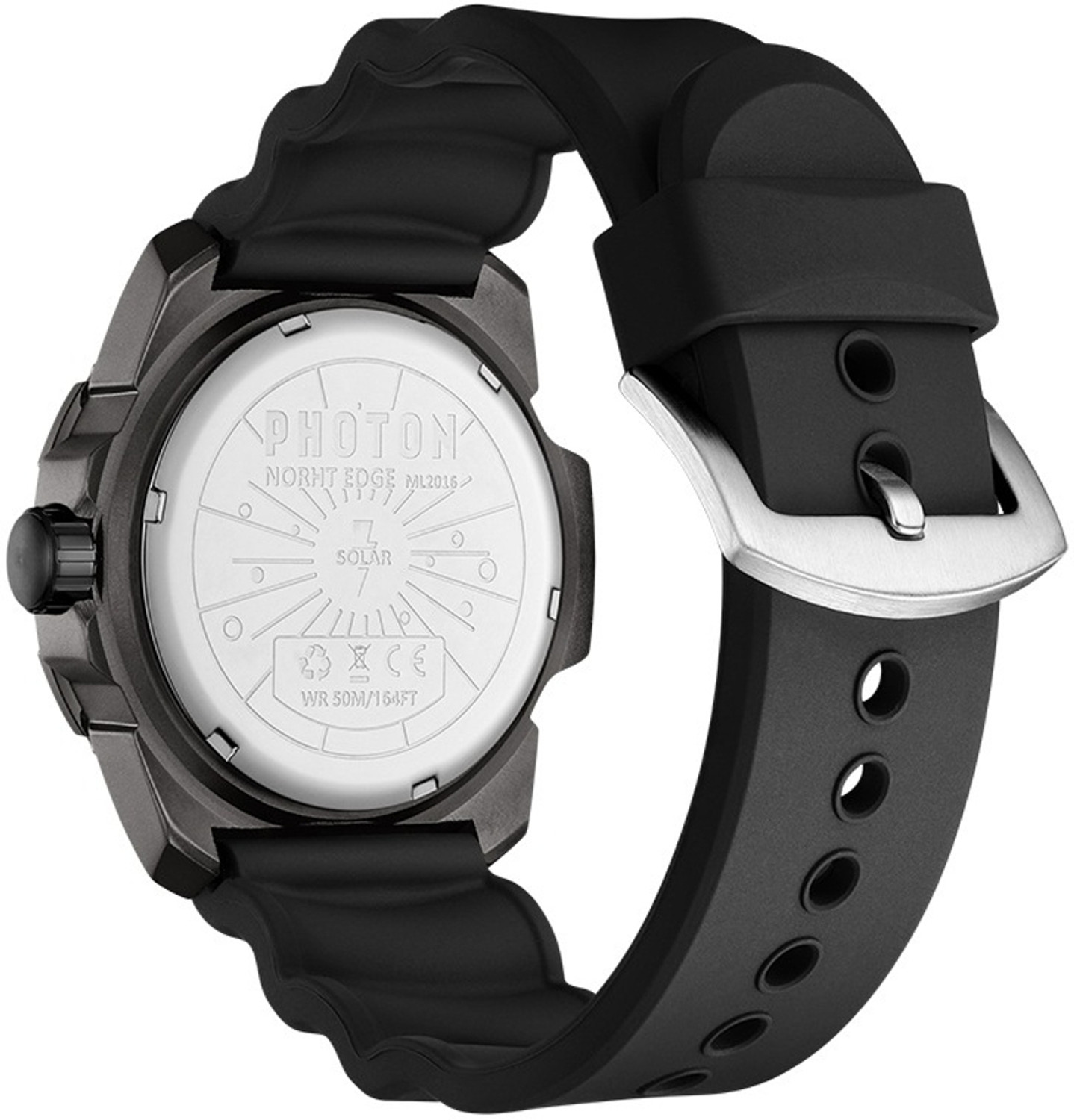 Image of North Edge Photon Solar Drive Military Solar Drive Pilot Analog Quartz Black Dial Analog Watch - For Men