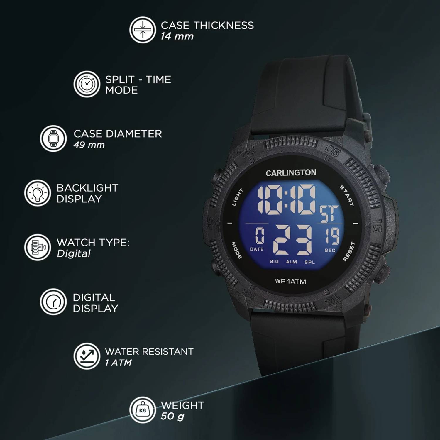 Carlington CT 9133 Black Endurance Digital Watch - Men - Image 5