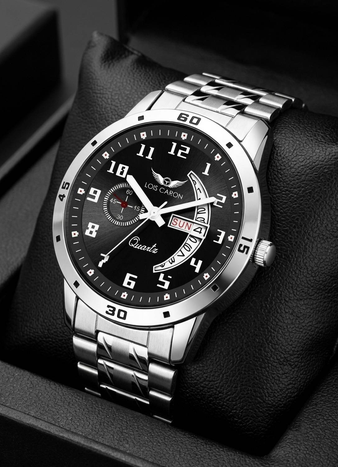 LOIS CARON LCS-8190 Black Dial Men's Watch - Image 1