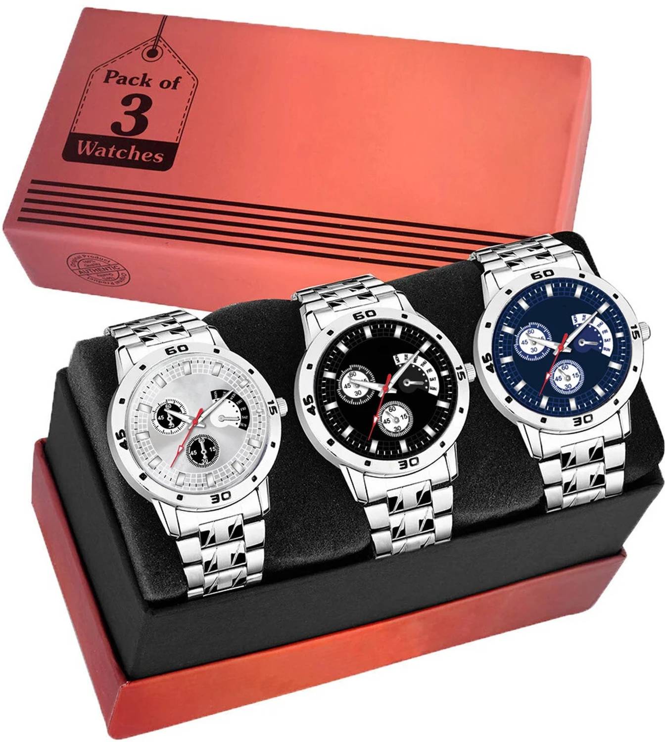 Varni Avio Steel Chain Pack of 3 Boys Watch - Image 1