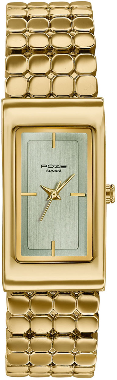 Image of SONATA Poze Drop 9.2 Poze 9 Quartz Green Dial IPG Alloy Strap Analog Watch - For Women