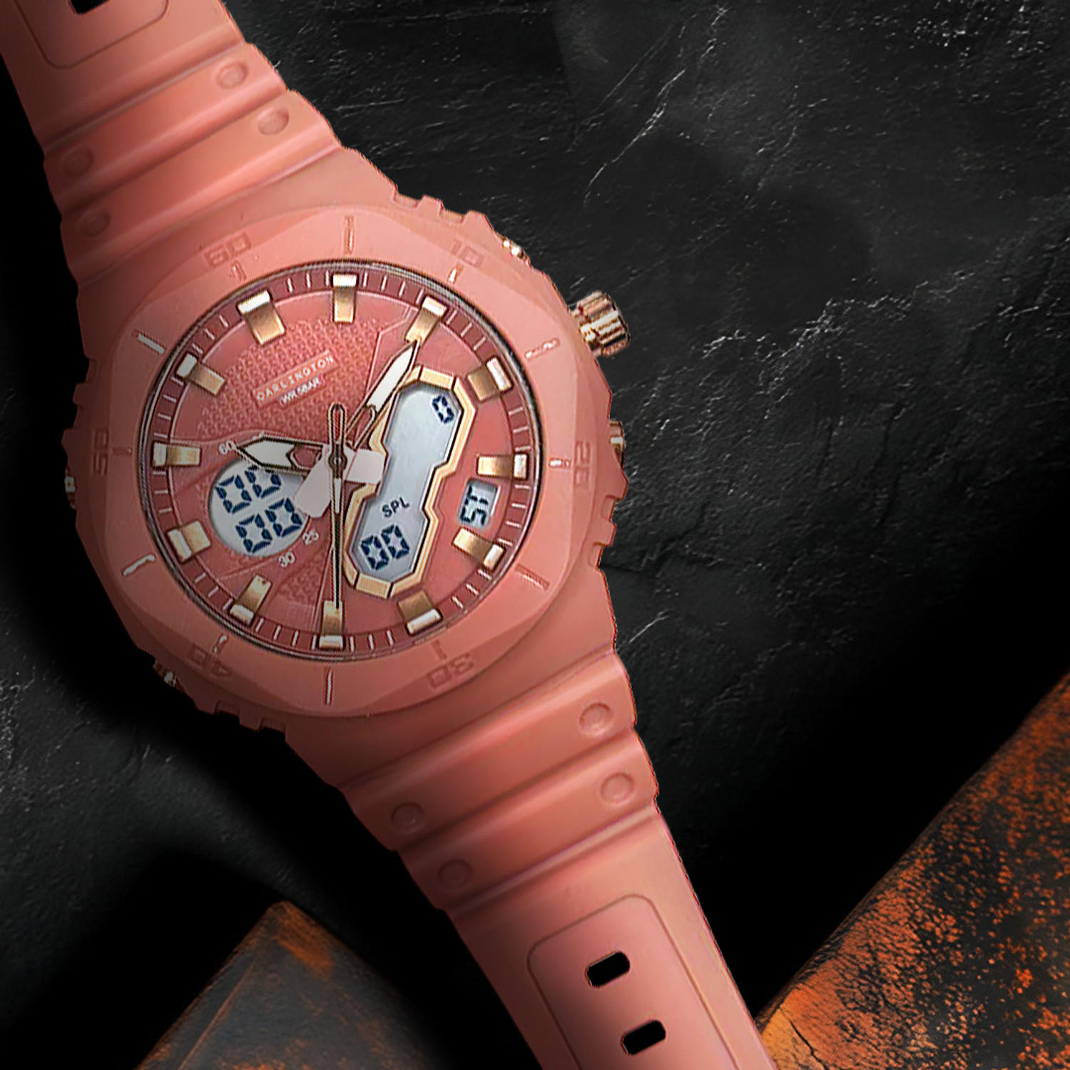 Image of Carlington CT 8120 Pink Velocity Series Analog-Digital Watch - For Women