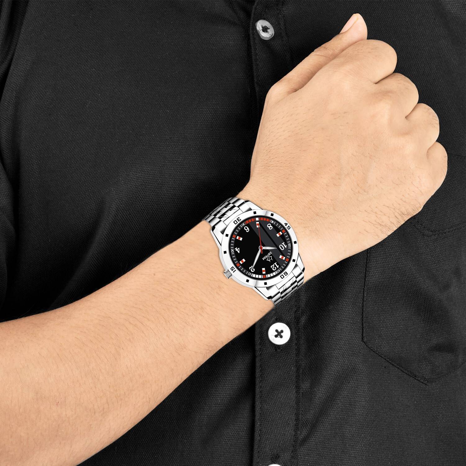 Septem Analog Watch - For Men, Black - Image 5