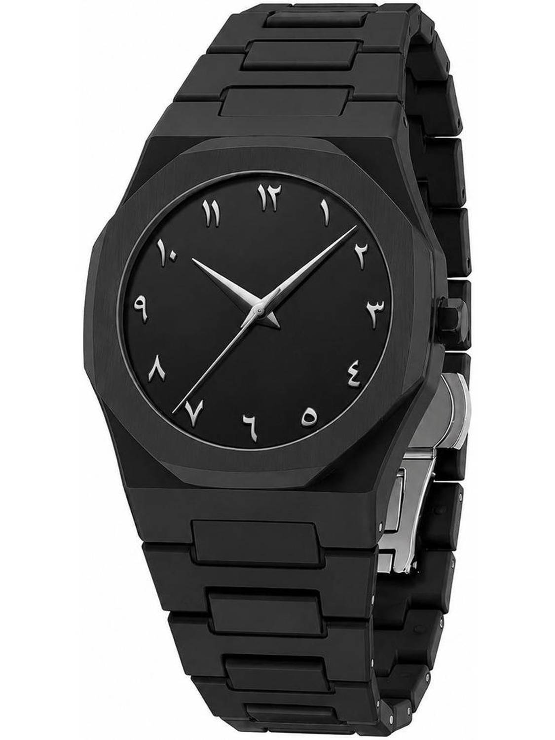K&K Arabic Aura Silver Black Analog Watch - For Men - Image 1