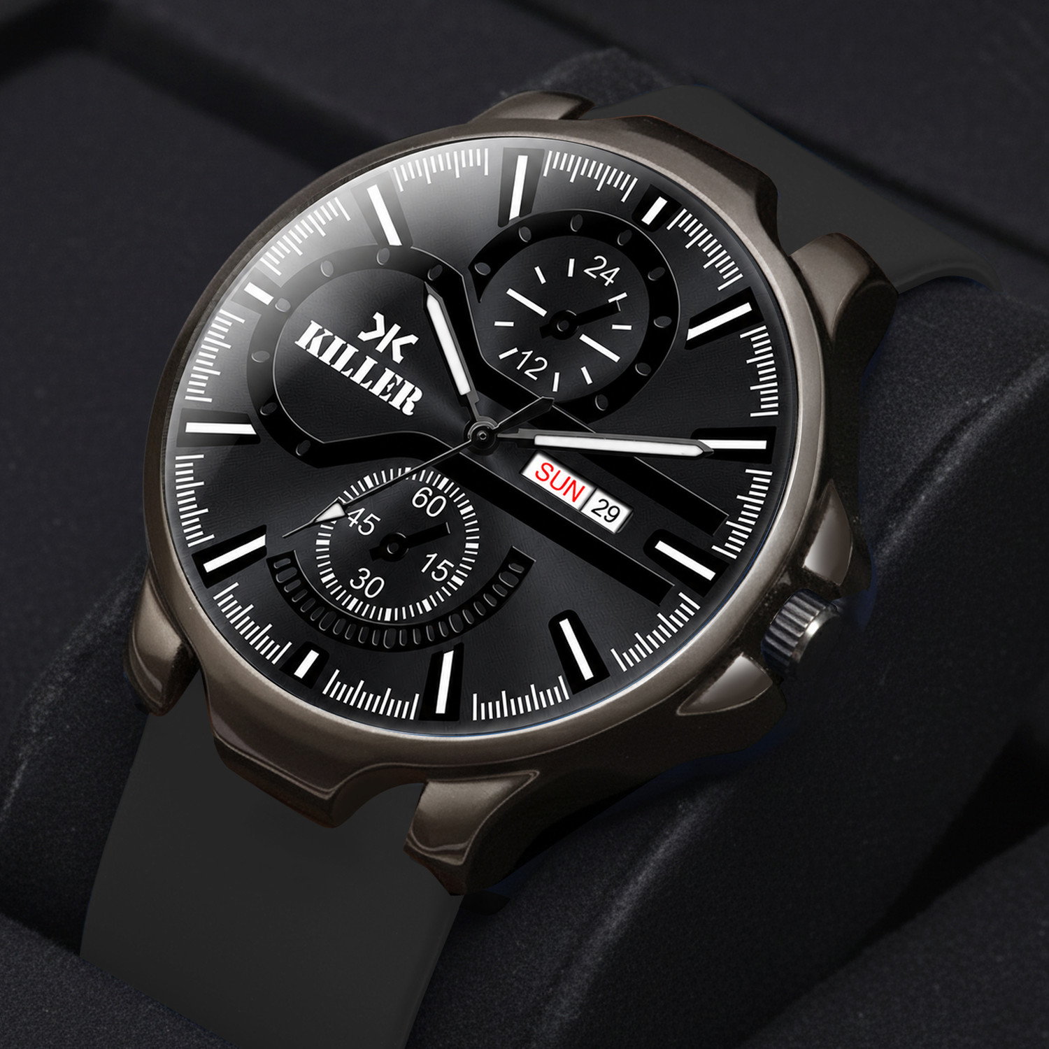 Image of KILLER Gun Metal Series | Smart Watch Strap | 3D Glass |Smart Clip | Working Day & Date Analog Watch - For Men