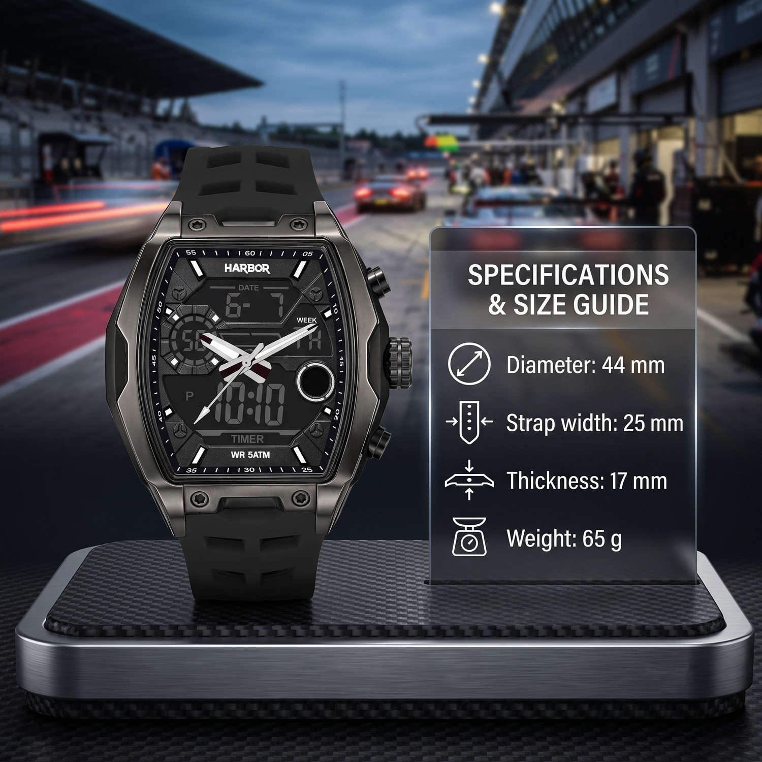 Image of Harbor Dual Time Black Multifunctional Water resistant Sports Watch For Men Analog-Digital Watch - For Men REQ 8002 Black Silicone Strap Dual Time Sports Watch