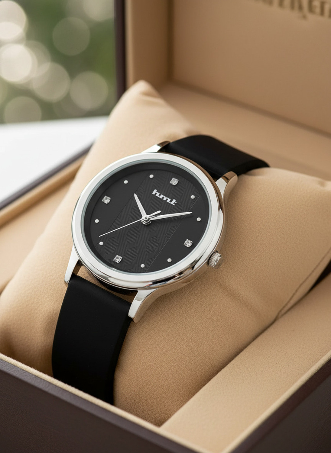 Image of HMT DLX Featuring Rich Black Dial Silicon Strap Analog Watch - For Women