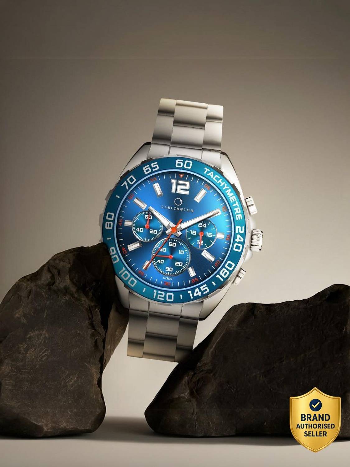 Carlington 9922 Silver Blue Carlington Legacy Gents Wrist Watches With Stainless Steel Chain Strap Analog Watch  - For Men