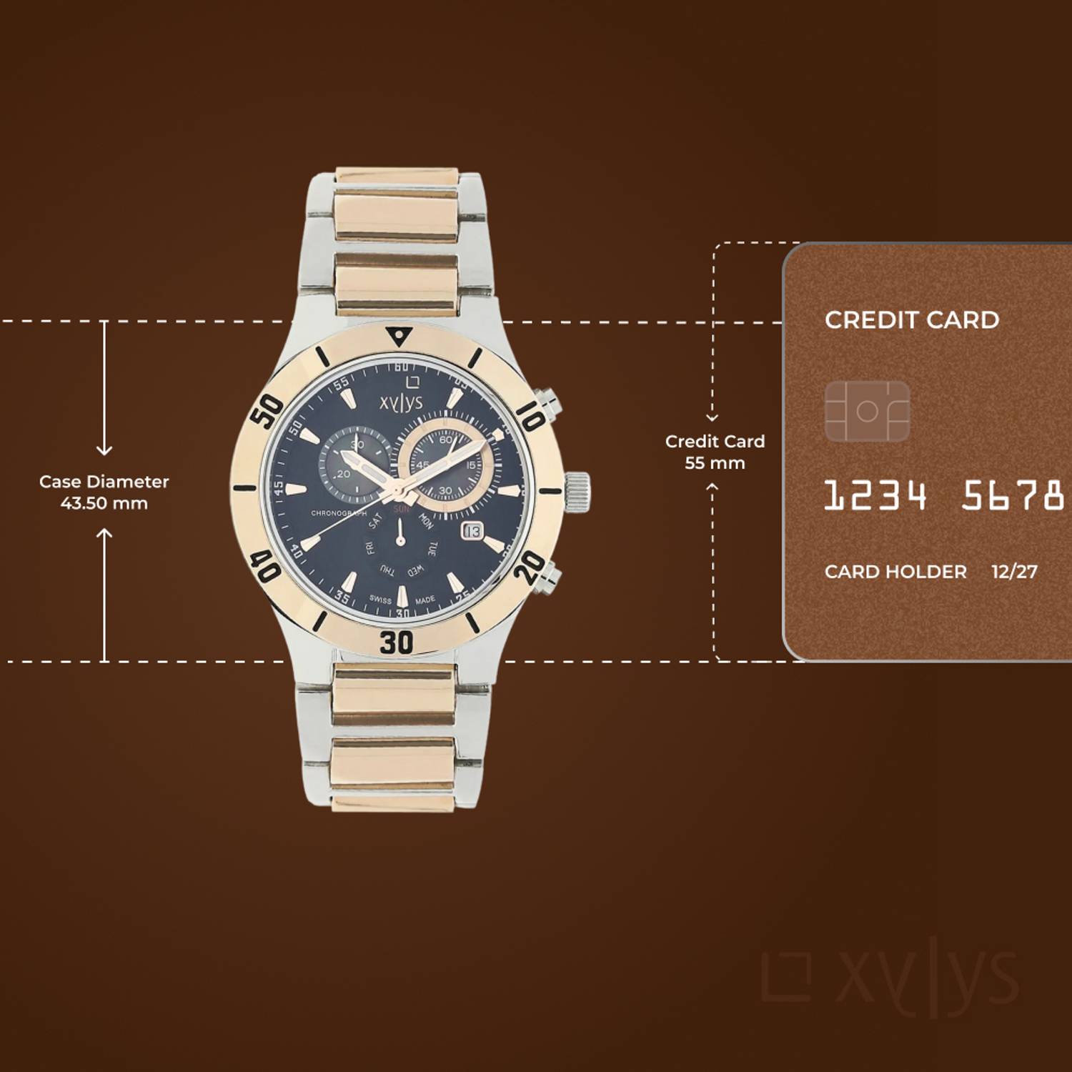 XYLYS Xylys SwiSS Chronograph Black Dial Silver & Rose Gold SS